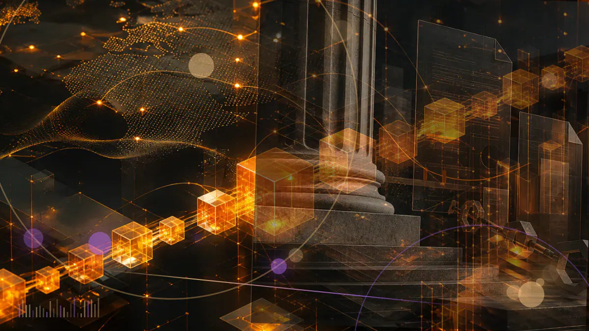 Conceptual illustration of a stalled Solana blockchain network entering a safety mode while validator nodes coordinate recovery