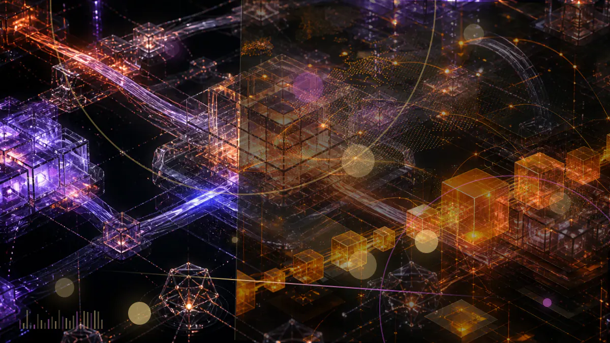 Conceptual illustration of a small solo Bitcoin miner finding a valid block among vast industrial mining operations