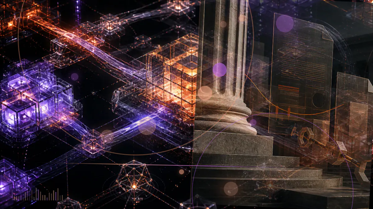 Conceptual illustration of a South Korean legislative document connecting cryptocurrency exchanges and custodial wallets to an anti-money-laundering compliance network
