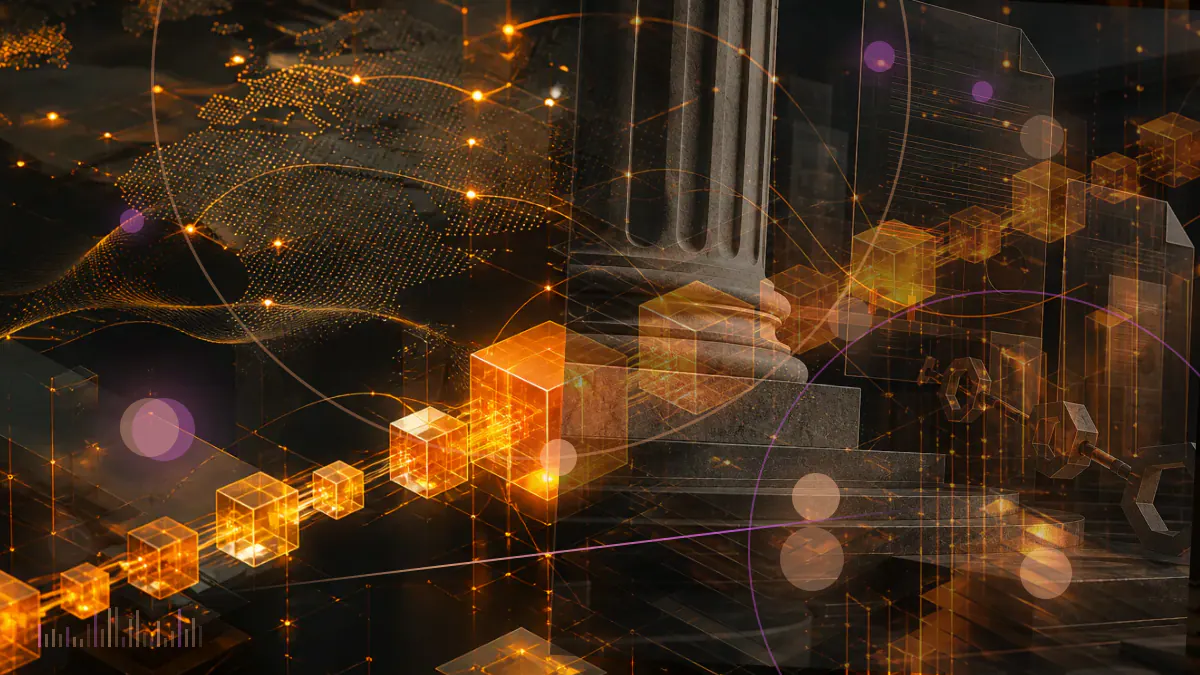Conceptual illustration of an international police alert crossing a fractured Terra blockchain network