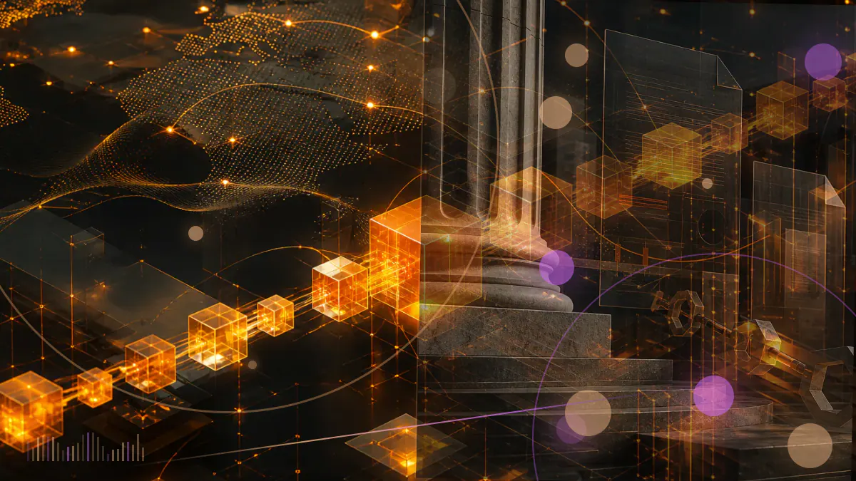 Conceptual iris reflected in a spherical scanner above the outline of Spain, representing biometric-data regulation of Worldcoin