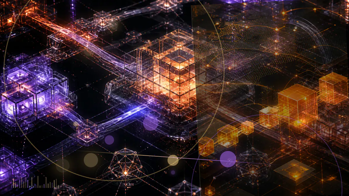 Conceptual illustration of an electrical grid disconnecting a cryptocurrency-mining data center in mountainous Sichuan