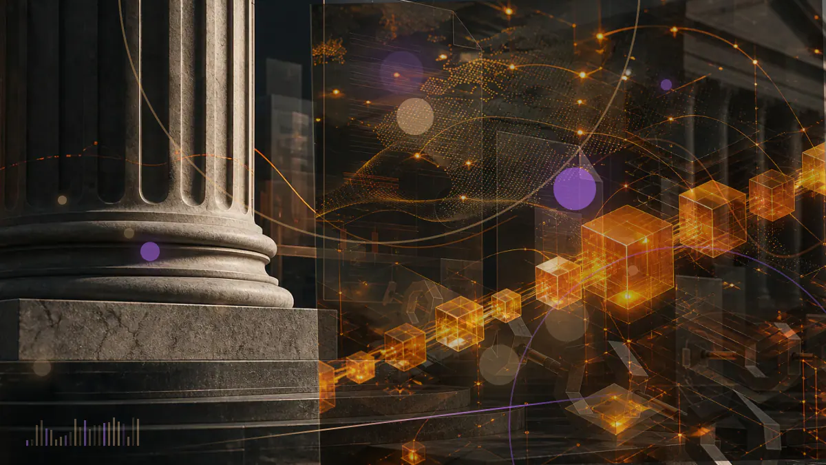 Conceptual illustration of common and preferred stock certificates flowing into a corporate Bitcoin treasury