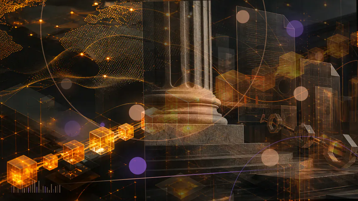 Conceptual illustration of common-stock proceeds moving through a corporate treasury ledger into bitcoin reserves