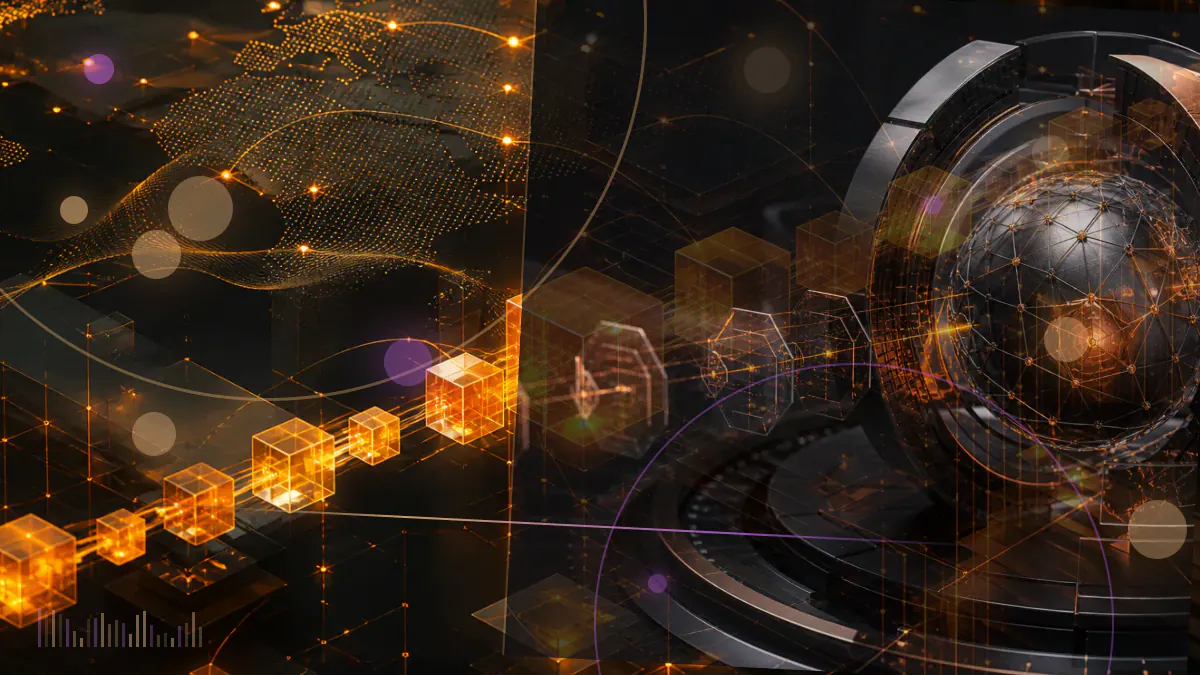 Conceptual illustration of divided corporate finance oversight connecting a bitcoin treasury and software business