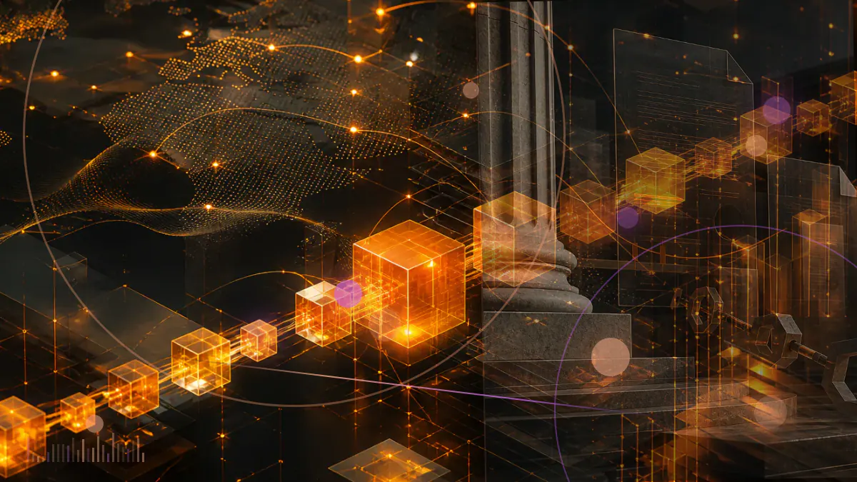 Conceptual illustration of a digital U.S. dollar token connecting IBM enterprise payment infrastructure with the Stellar blockchain