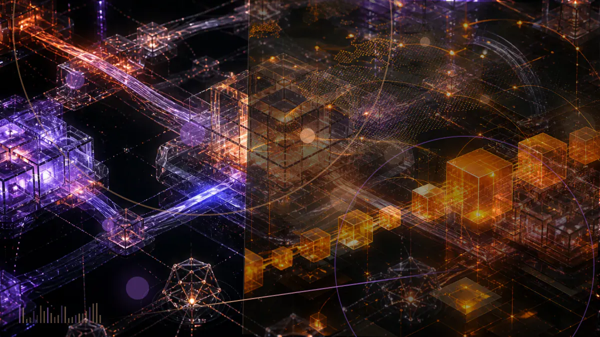 Conceptual illustration of a proof-of-stake validator network restarting across three interrupted settlement cycles