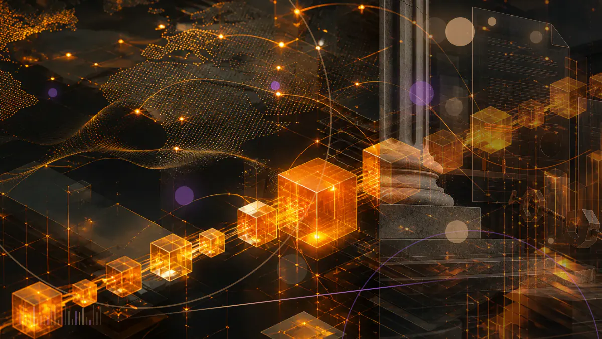 Conceptual illustration of a Telegram paper airplane crossing a dark blockchain network beside a falling Toncoin market line