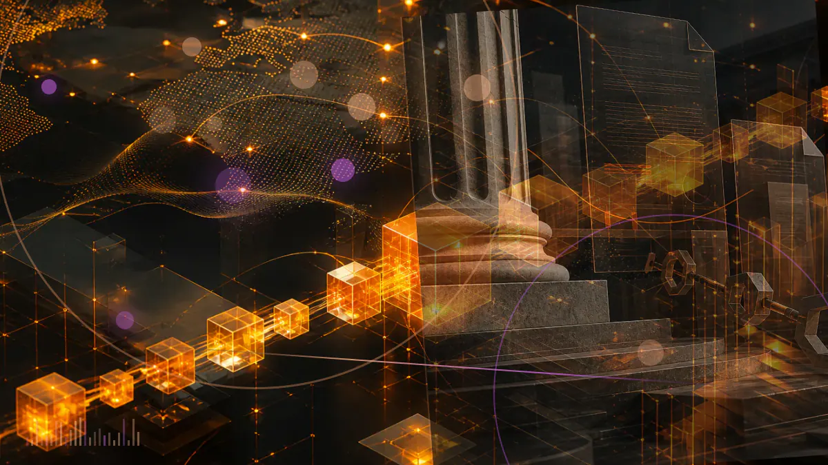 Conceptual illustration of the Terra blockchain stopping as an expanding field of LUNA tokens destabilizes its validator network