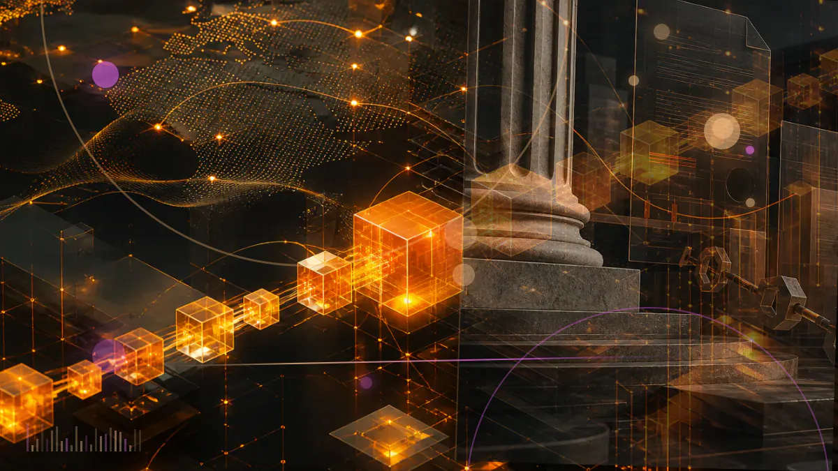 Conceptual illustration of a Terra governance ballot dividing an existing UST-linked blockchain from a proposed new network