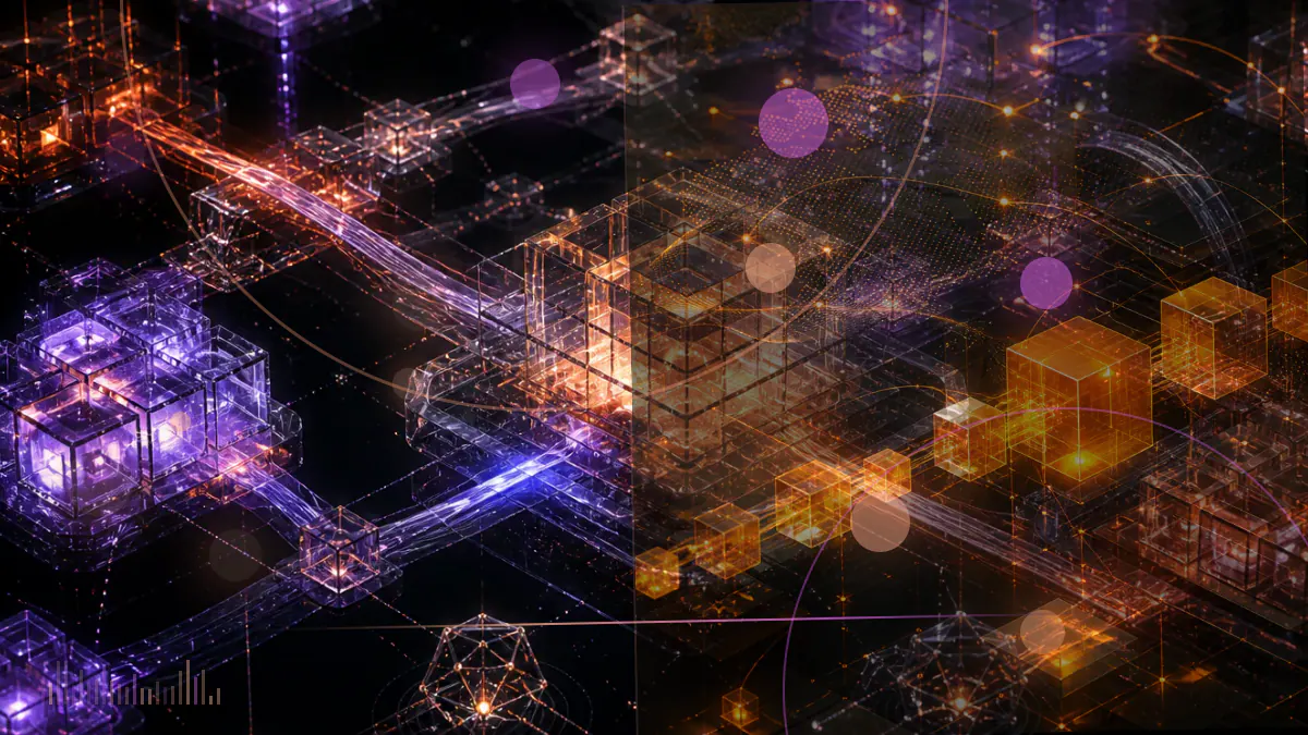 Conceptual illustration of the Phoenix-1 blockchain emerging beside the fractured Terra Classic network and a divided LUNA distribution ledger