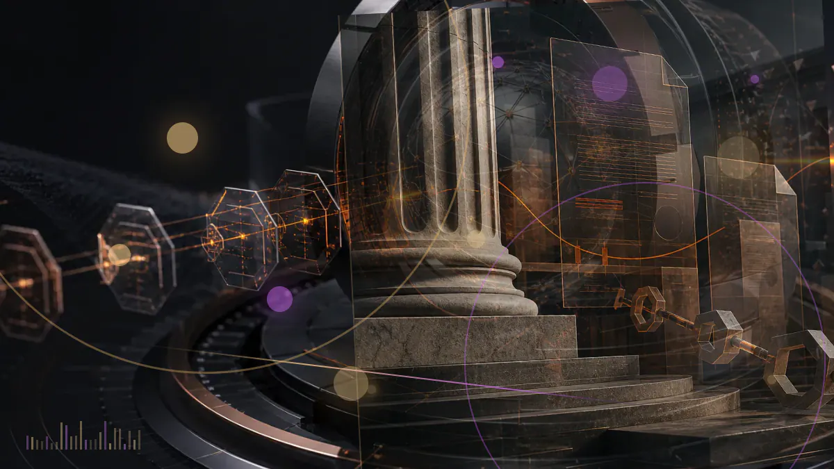 Conceptual illustration of a fractured Terra network emblem behind U.S. bankruptcy court documents