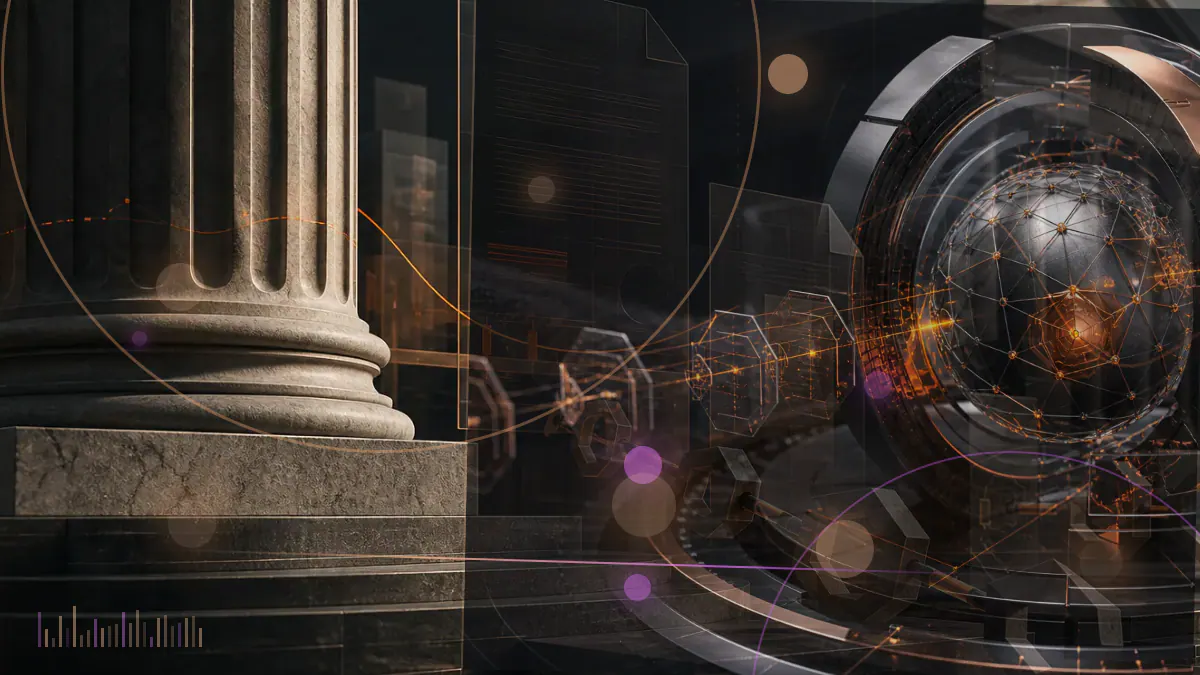 Conceptual illustration of bitcoin moving between a corporate treasury ledger and a pool of dollar liquidity.