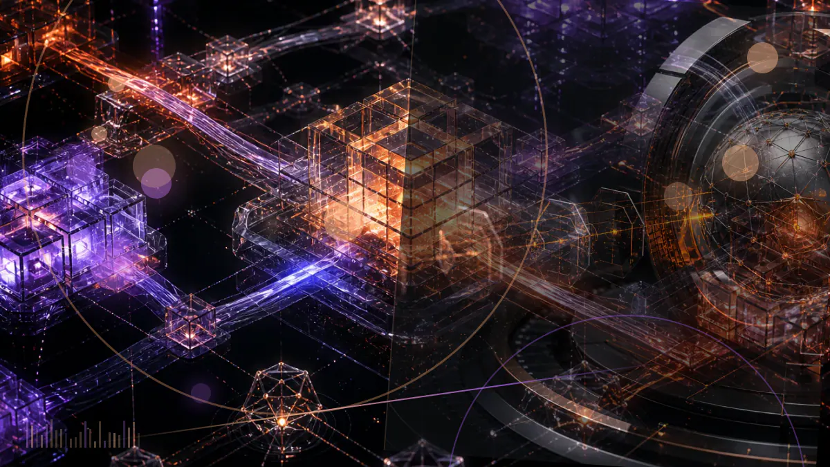 Conceptual illustration of a dollar-linked digital token beside an accounting ledger under institutional review