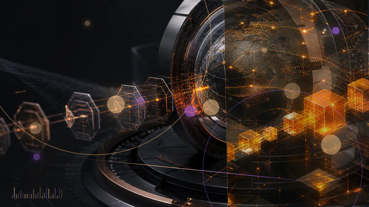 Conceptual illustration of bitcoin entering a reserve portfolio beside a dollar-linked digital token and profit ledger