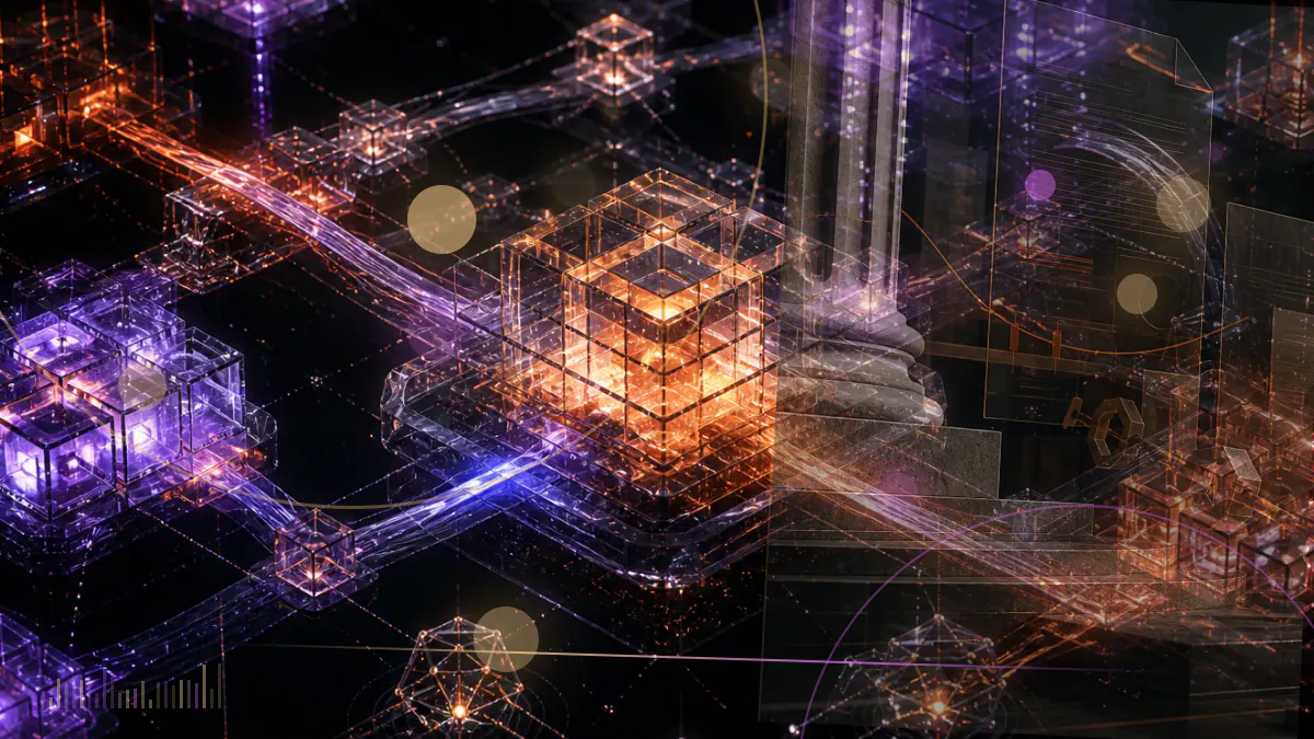 Conceptual illustration of a Tether token beside Treasury bills, commercial-paper documents and a reserve ledger