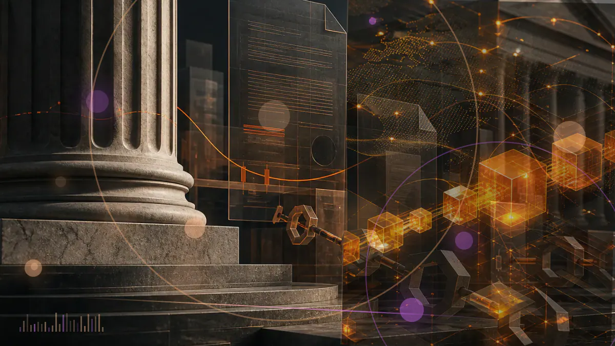 Conceptual illustration of the Texas State Capitol beside a secured institutional bitcoin fund vault