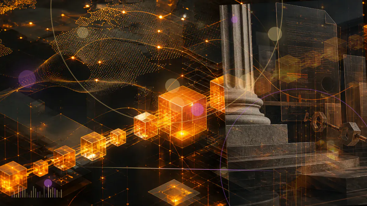 Conceptual illustration of interconnected digital-asset positions fracturing around a crypto hedge fund during market stress