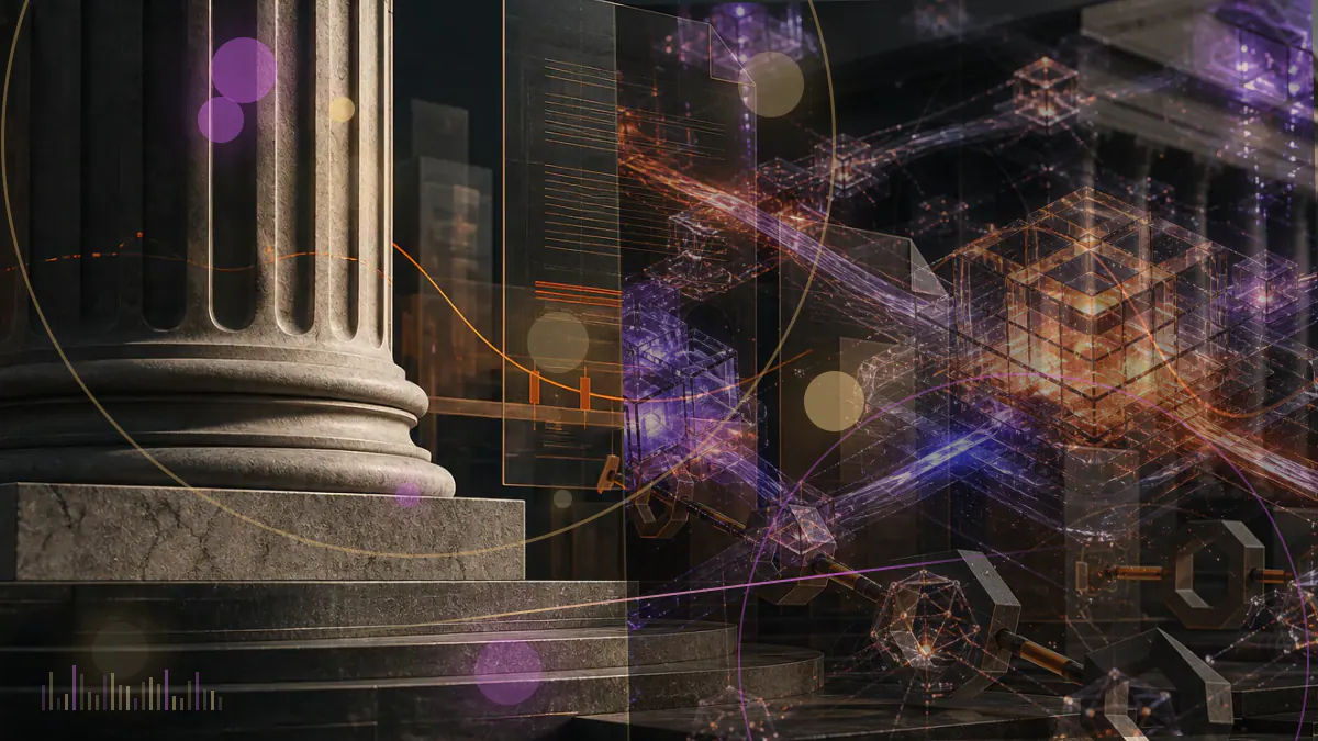 Conceptual illustration of digital ICO tokens passing through a regulated anti-money-laundering compliance gateway