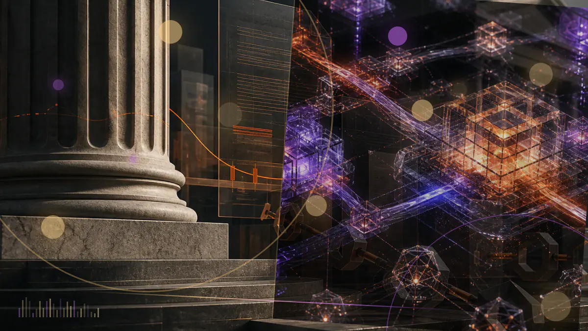 Conceptual illustration of cryptocurrency transaction signals connecting investigators, exchanges and payment platforms around a blocked off-ramp