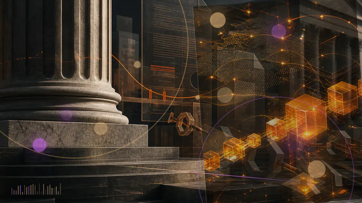Conceptual illustration of a USDD token connected to Bitcoin, Tether and TRX reserve ledgers after a stablecoin market shock