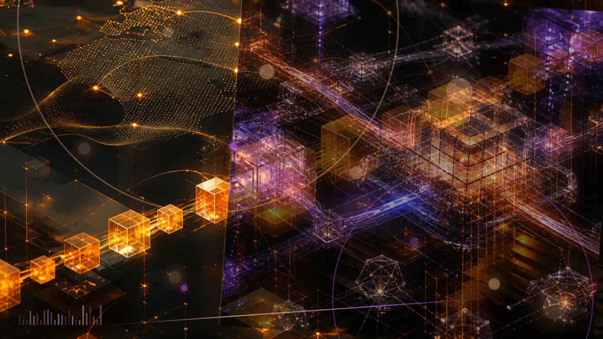 Conceptual illustration of five digital assets converging toward an unresolved United States government reserve framework