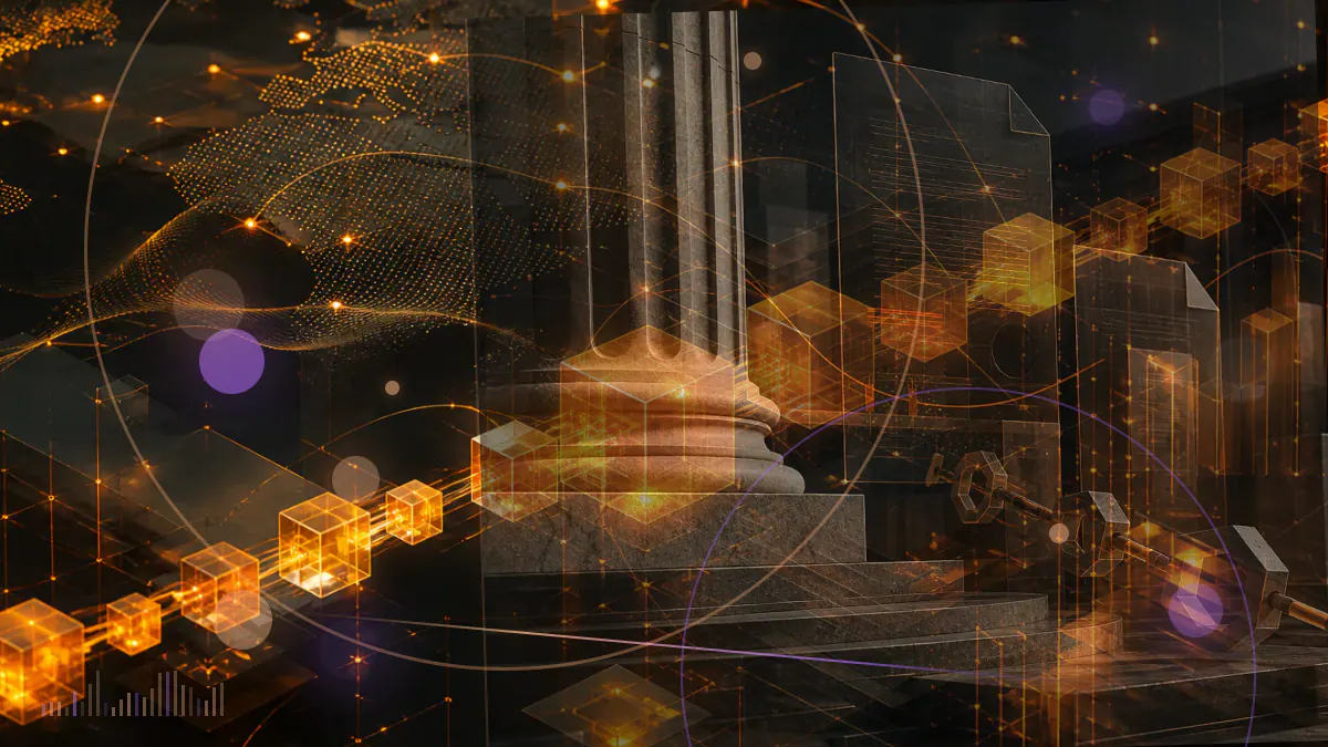 Conceptual illustration of a presidential dinner invitation connected to a gold cryptocurrency token and ranked blockchain wallets