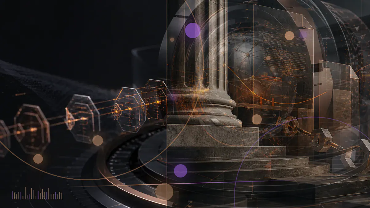 Conceptual illustration of a darkened cryptocurrency exchange terminal beside Turkish regulatory documents and a locked custody ledger
