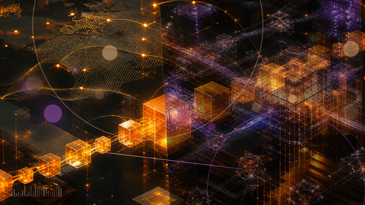 Conceptual illustration of an orange Bitcoin symbol appearing beside a social-media hashtag