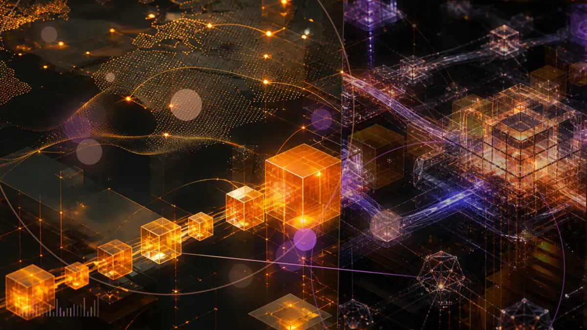 Conceptual illustration of cryptocurrency advertisements being filtered from a social-media network