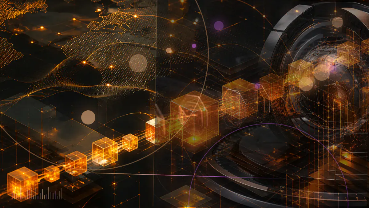 Conceptual illustration of the Bank of England beside a digital payment network and sterling stablecoin symbols