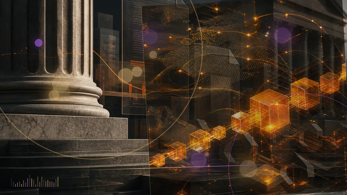 Conceptual illustration of a digital-token ledger entering an English and Welsh legal property framework