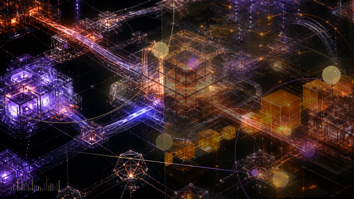Conceptual illustration of regulated investment-fund units being recorded as tokens on a permissioned blockchain ledger