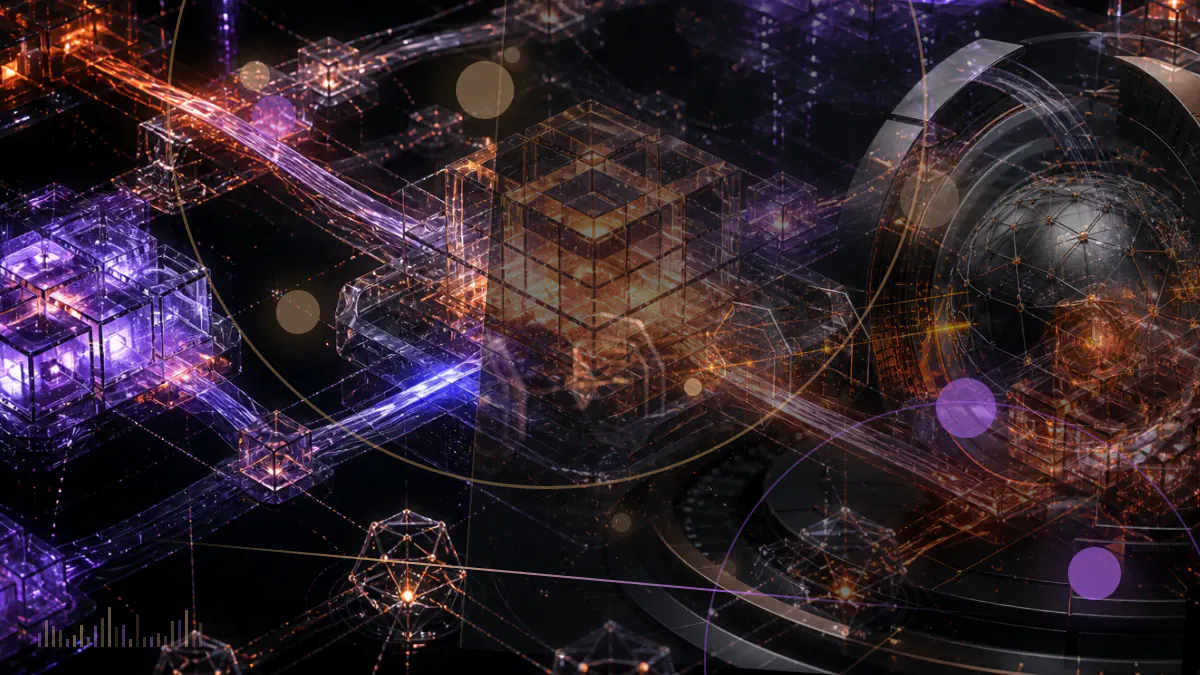 Conceptual illustration of a Uniswap governance ballot connecting decentralized liquidity pools to a UNI token-burning mechanism