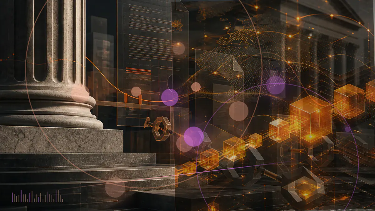 Conceptual illustration of digital-asset transactions entering a structured U.S. tax-reporting ledger