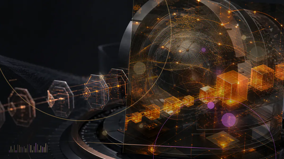 Conceptual illustration of traced cryptocurrency moving from fraudulent digital accounts into a secured federal evidence ledger