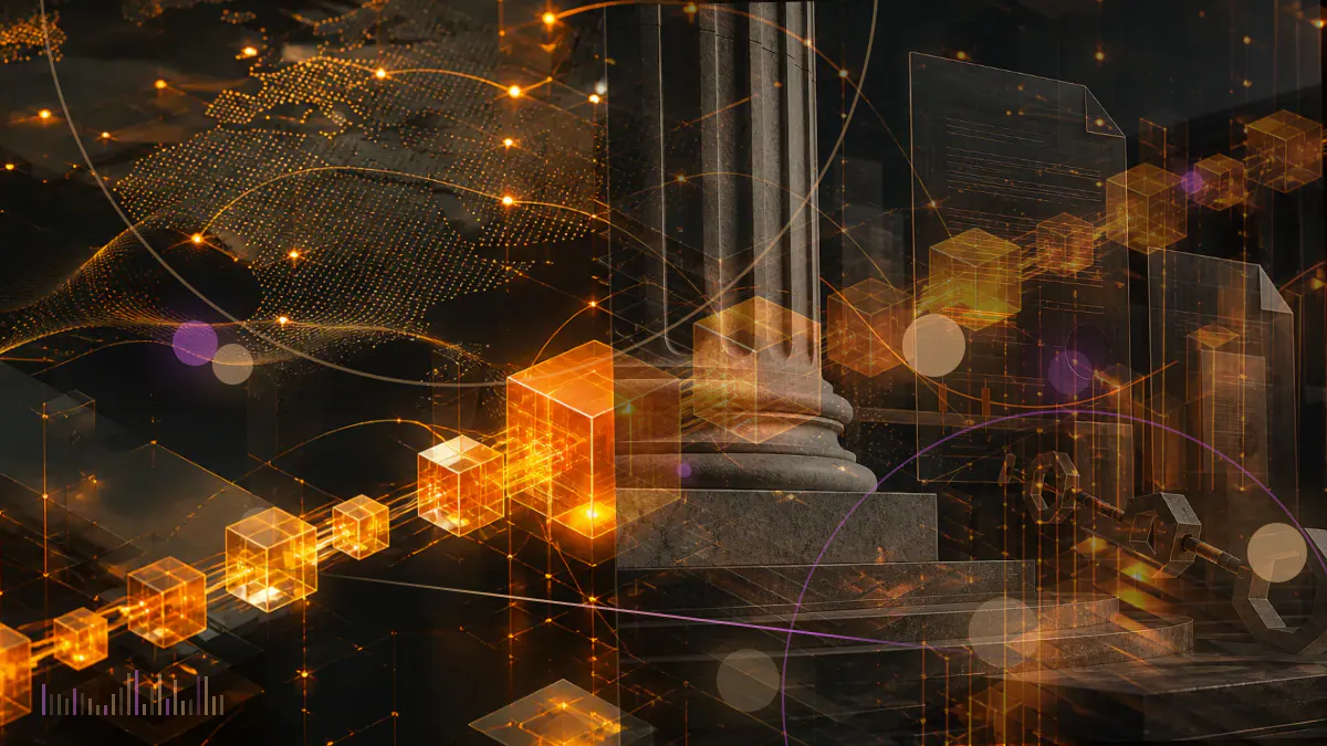 Conceptual illustration of a U.S. Senate bill beside Bitcoin and El Salvador monetary symbols