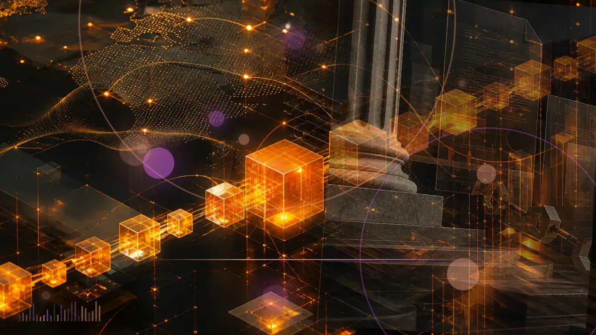 Conceptual illustration of bitcoin entering U.S. securities exchanges through ten institutional fund channels