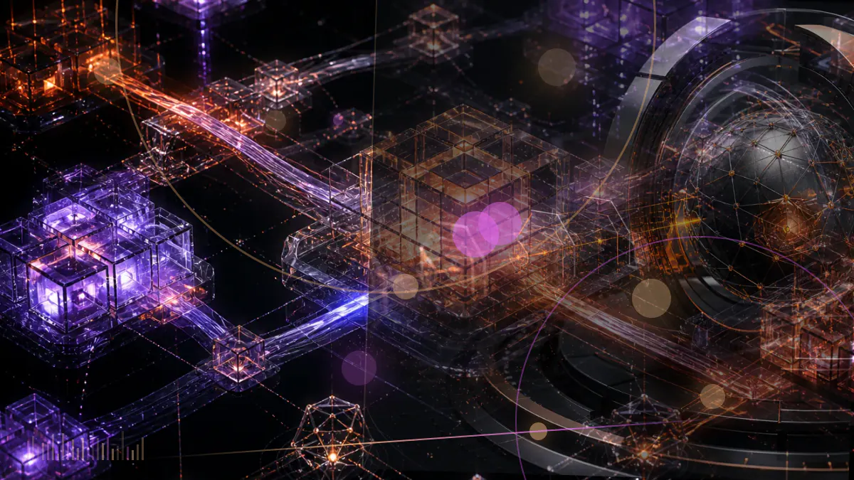 Conceptual illustration of Bitcoin symbols flowing into exchange-traded fund ledgers