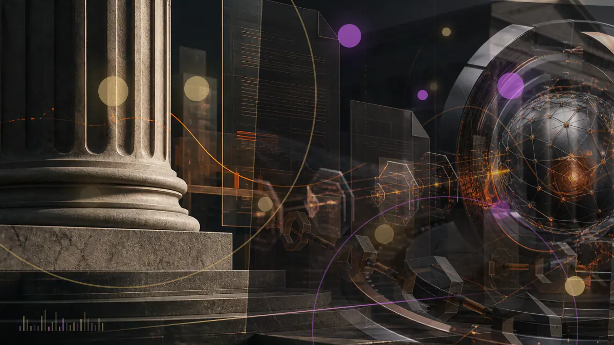 Conceptual illustration of institutional capital flowing into exchange-traded bitcoin funds led by a dominant central channel