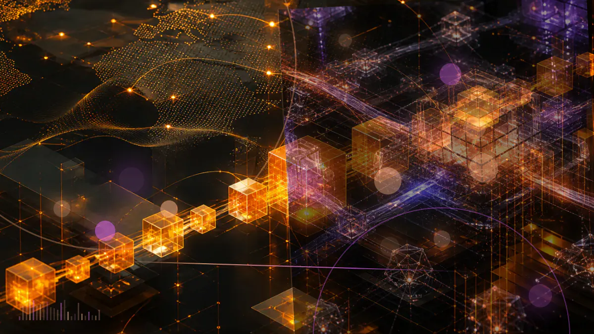 Conceptual illustration of a revenue stream flowing through linked stablecoin and DeFi protocol structures under market pressure