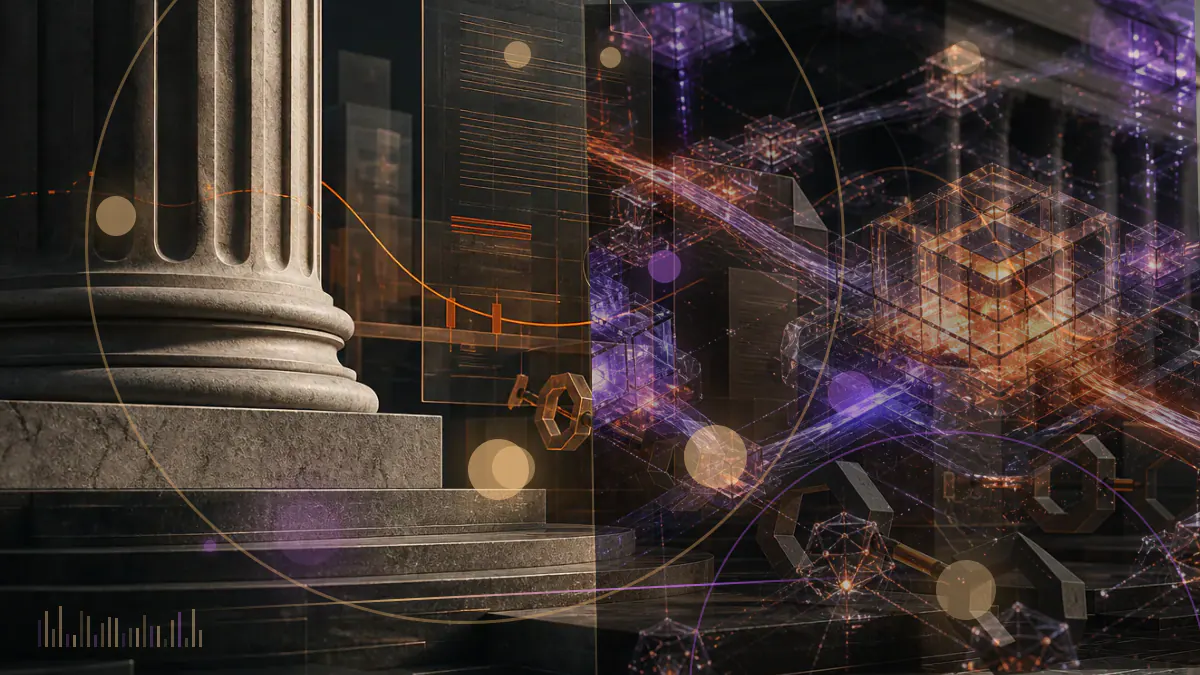 Conceptual illustration of regulated cryptocurrency fund shares becoming available through a traditional brokerage gateway