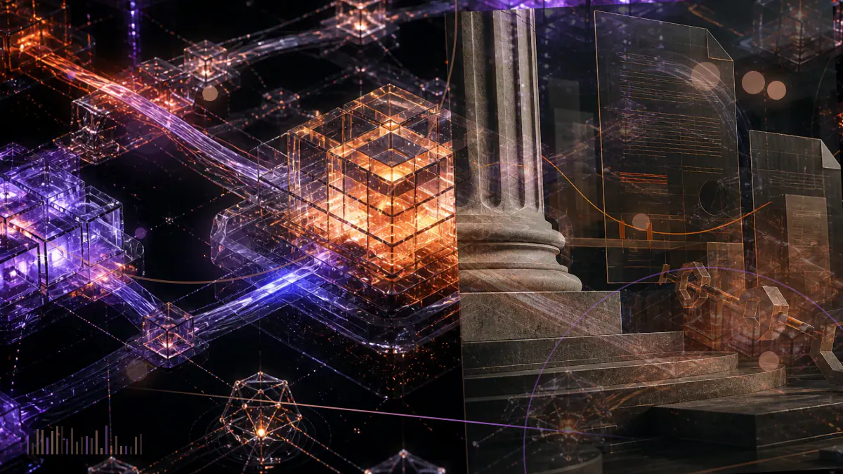 Conceptual illustration of an oil barrel linked to a government-issued digital token and regulatory ledger