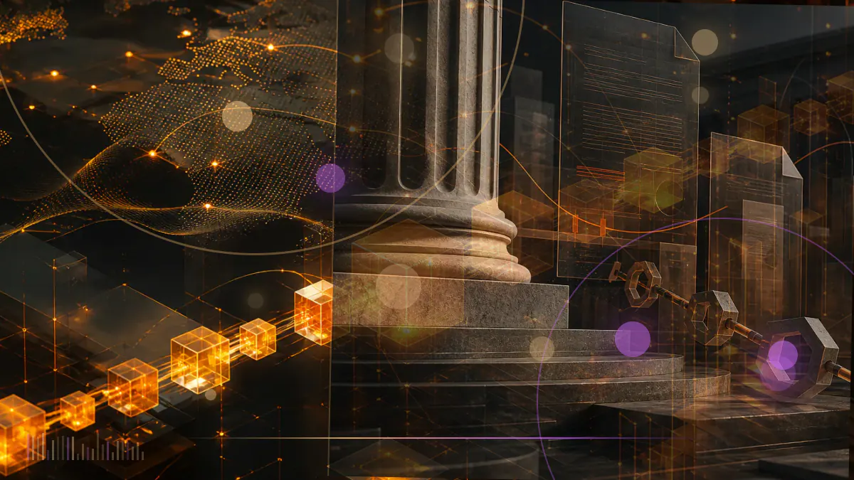 Conceptual illustration of a mobile payments interface opening access to four cryptocurrency markets through a regulated custodial gateway