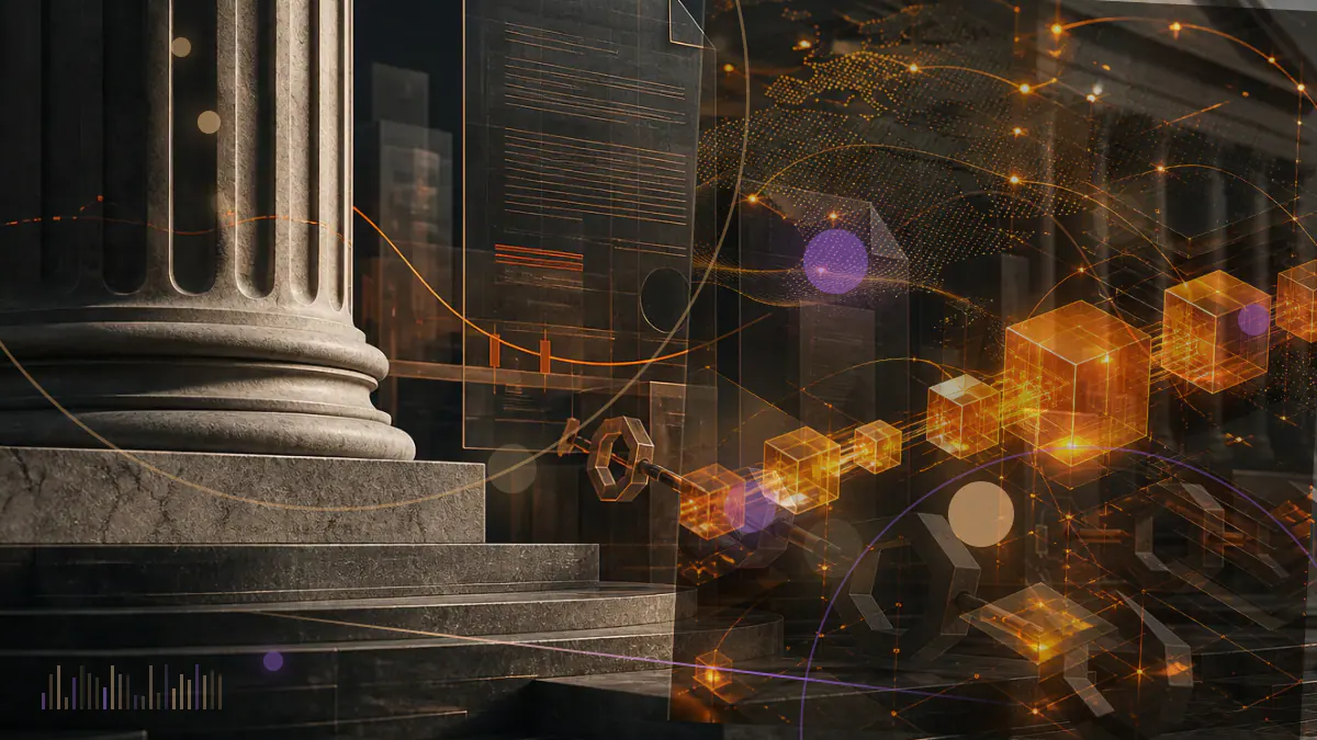 Conceptual illustration of a crypto-linked payment card connecting digital assets to a global merchant network