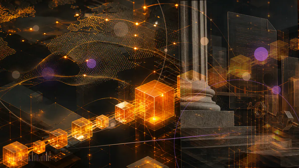 Conceptual illustration of a conditional cryptocurrency asset transfer between Voyager and Binance.US within a bankruptcy-court ledger