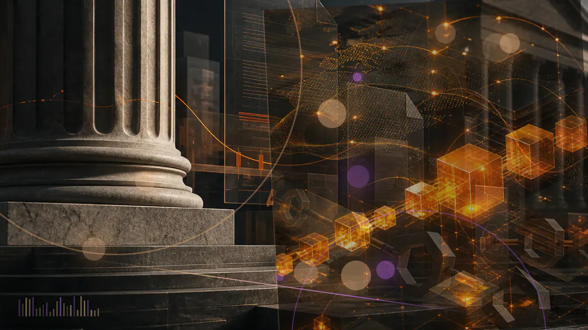 Conceptual illustration of digital assets moving from a suspended crypto platform into bankruptcy court records