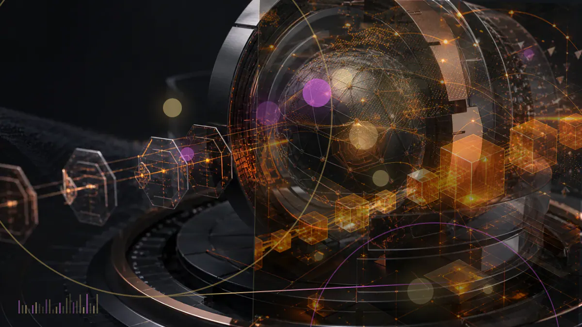 Conceptual illustration of a congressional policy table connecting cryptocurrency networks, blockchain records and a proposed digital dollar