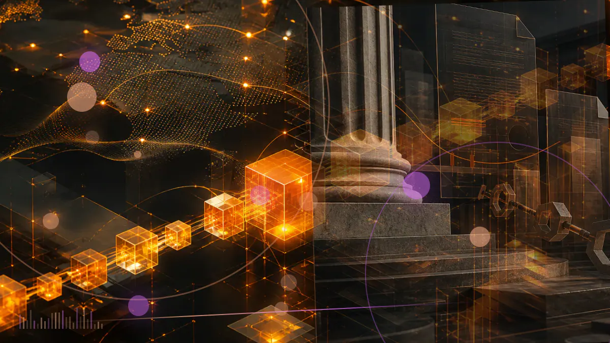 Conceptual illustration of bitcoin held in institutional custody beneath a preliminary securities registration document