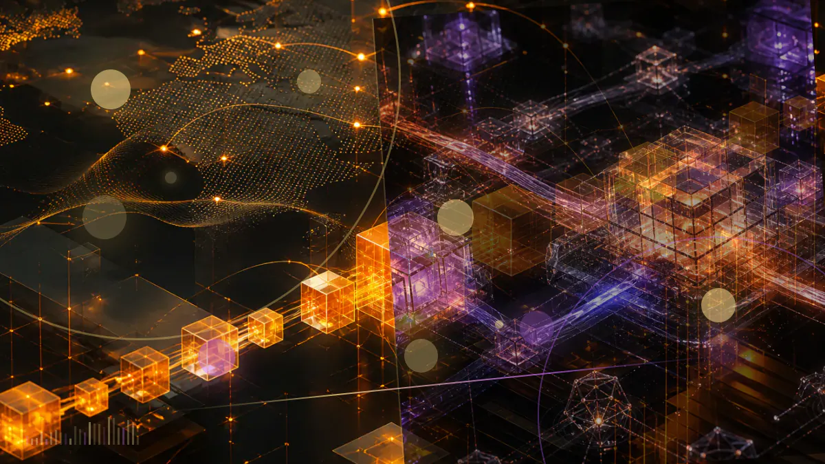 Conceptual illustration of Bitcoin connected to a regulated Swiss exchange-traded-product ledger